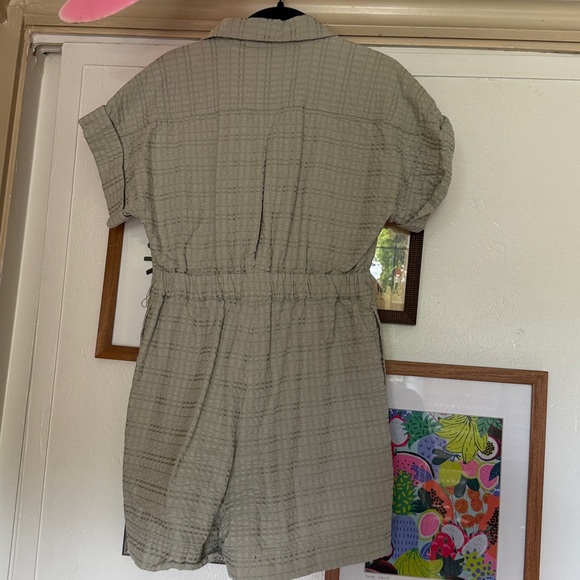 Madewell Textured Light Green Collared Romper size XXS - Picture 3 of 4